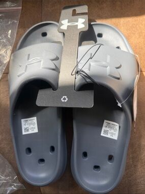 Men’s NWT Under Armour Slate Gray Contoured Slide Sandals 12